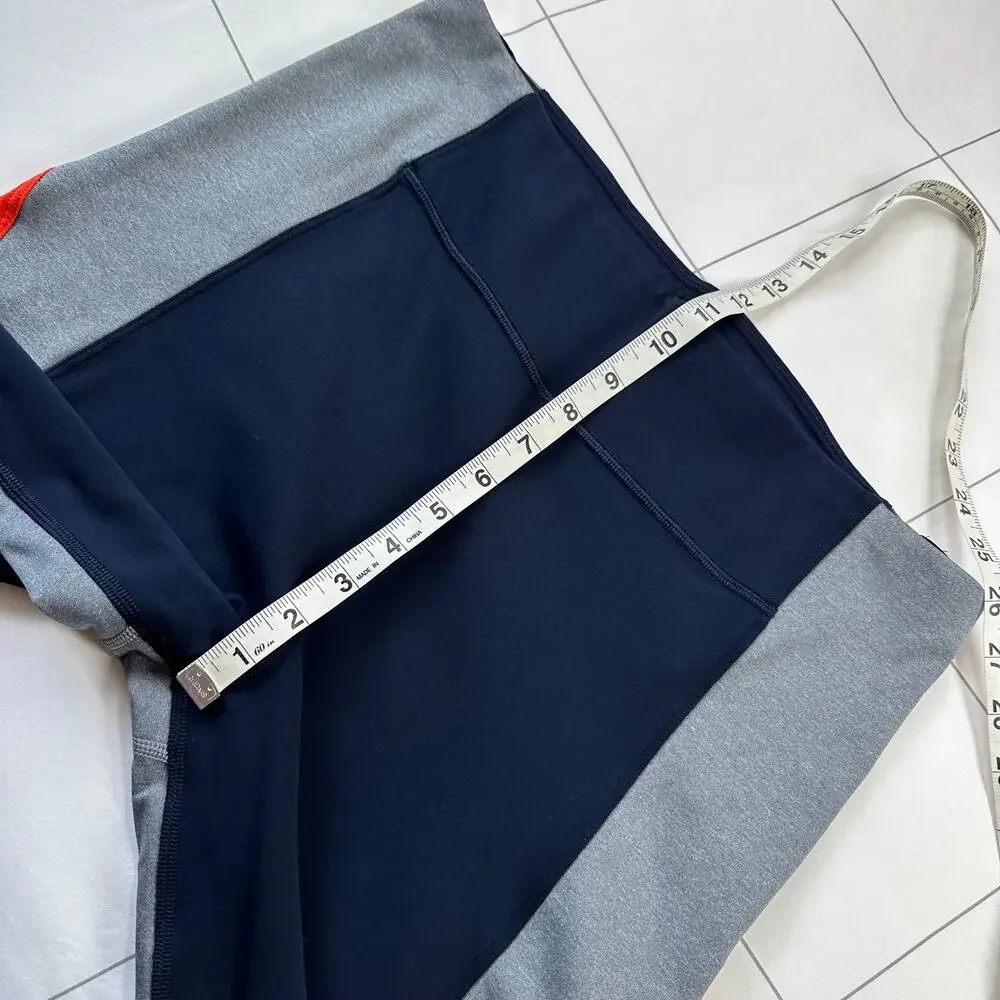 Athleta Leggings Womens Large Blue Red Crest Colorblock Athletic Run Sporty Yoga